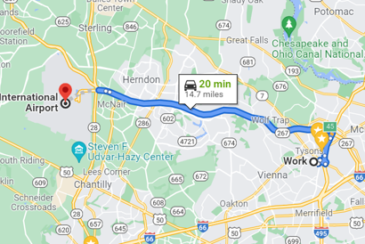 공항(Dulles International Airport)에서 30분 내외